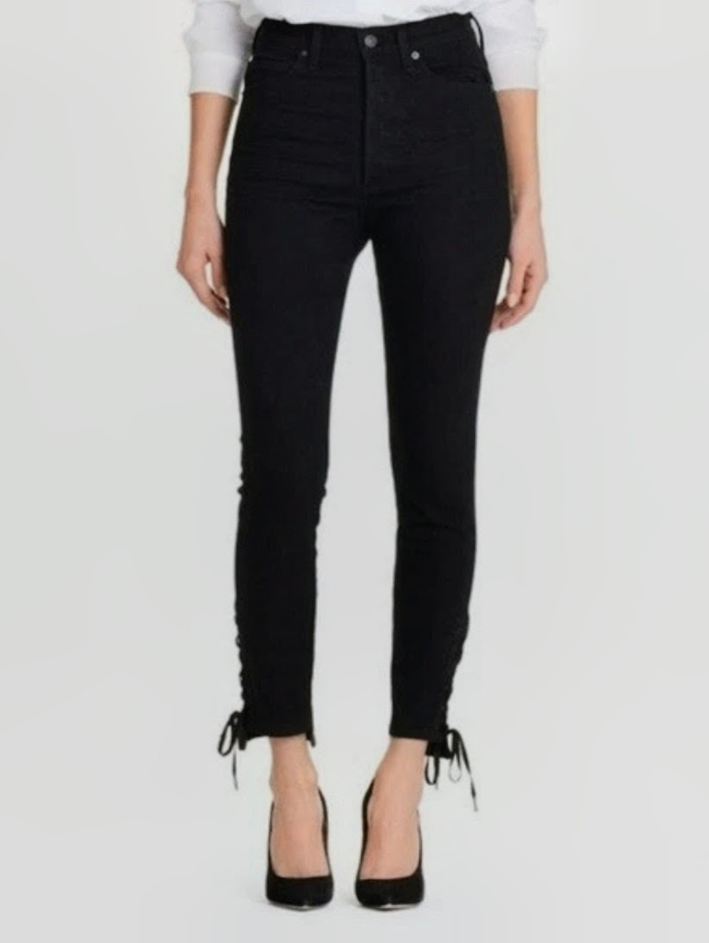 Citizens Of Humanity Black High RiseJeans with Lace-Up Ankles 28